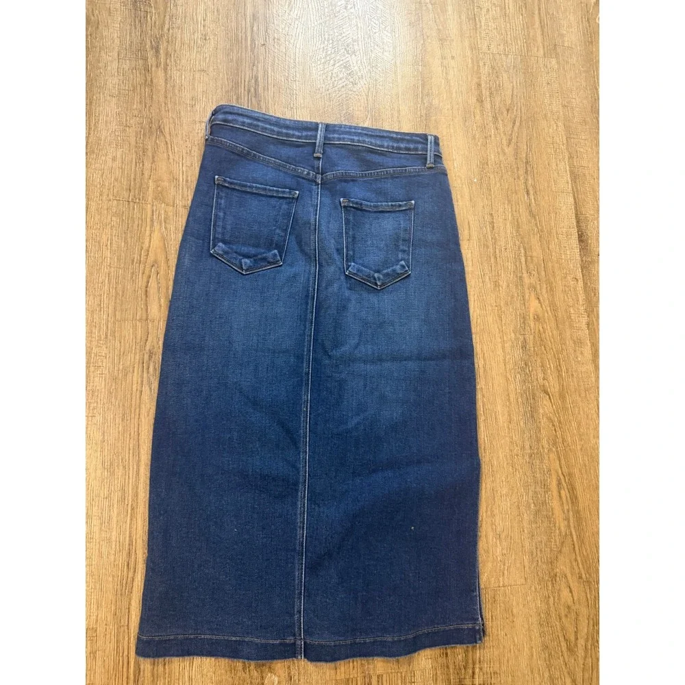 Just Black Denim Midi Skirt Blue High Rise Pencil CD85K Made in USA Womens